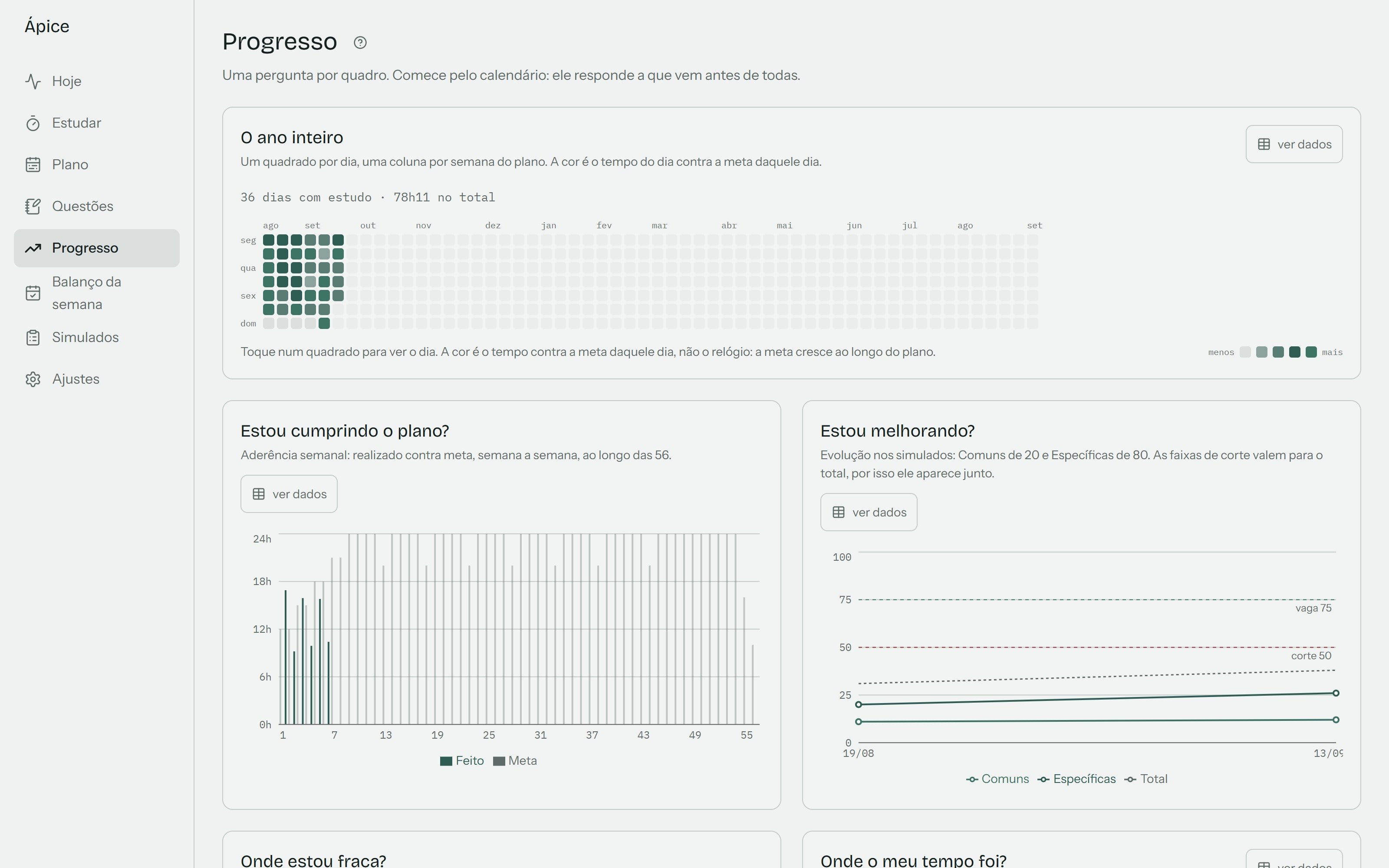 Ápice — Progress (demo data)