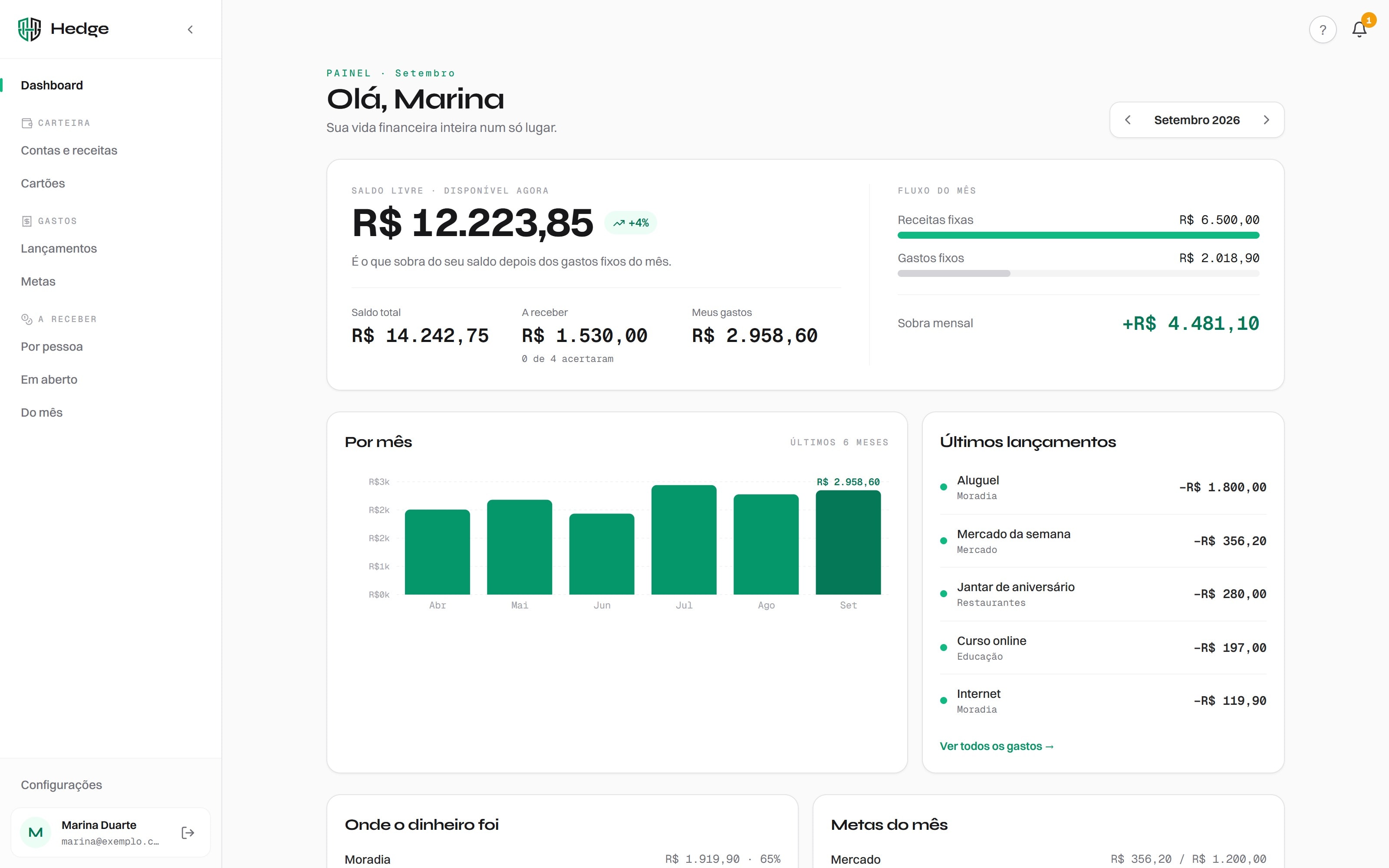Hedge dashboard (demo data)