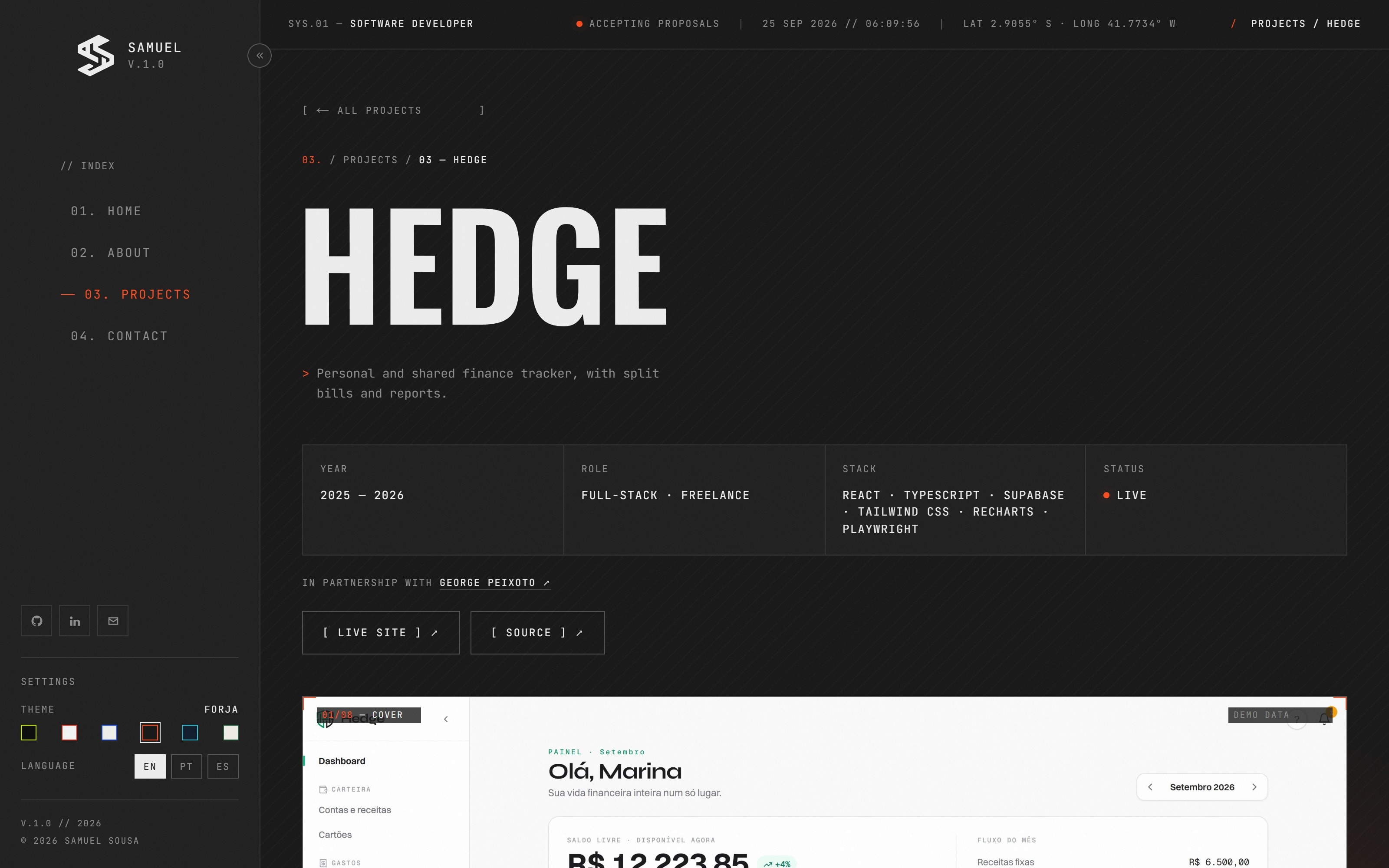 Project page in the FORJA theme