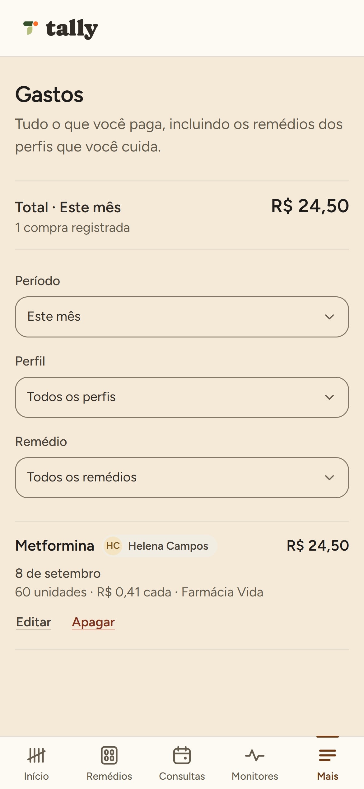 Wellnessy — Expenses (demo data)